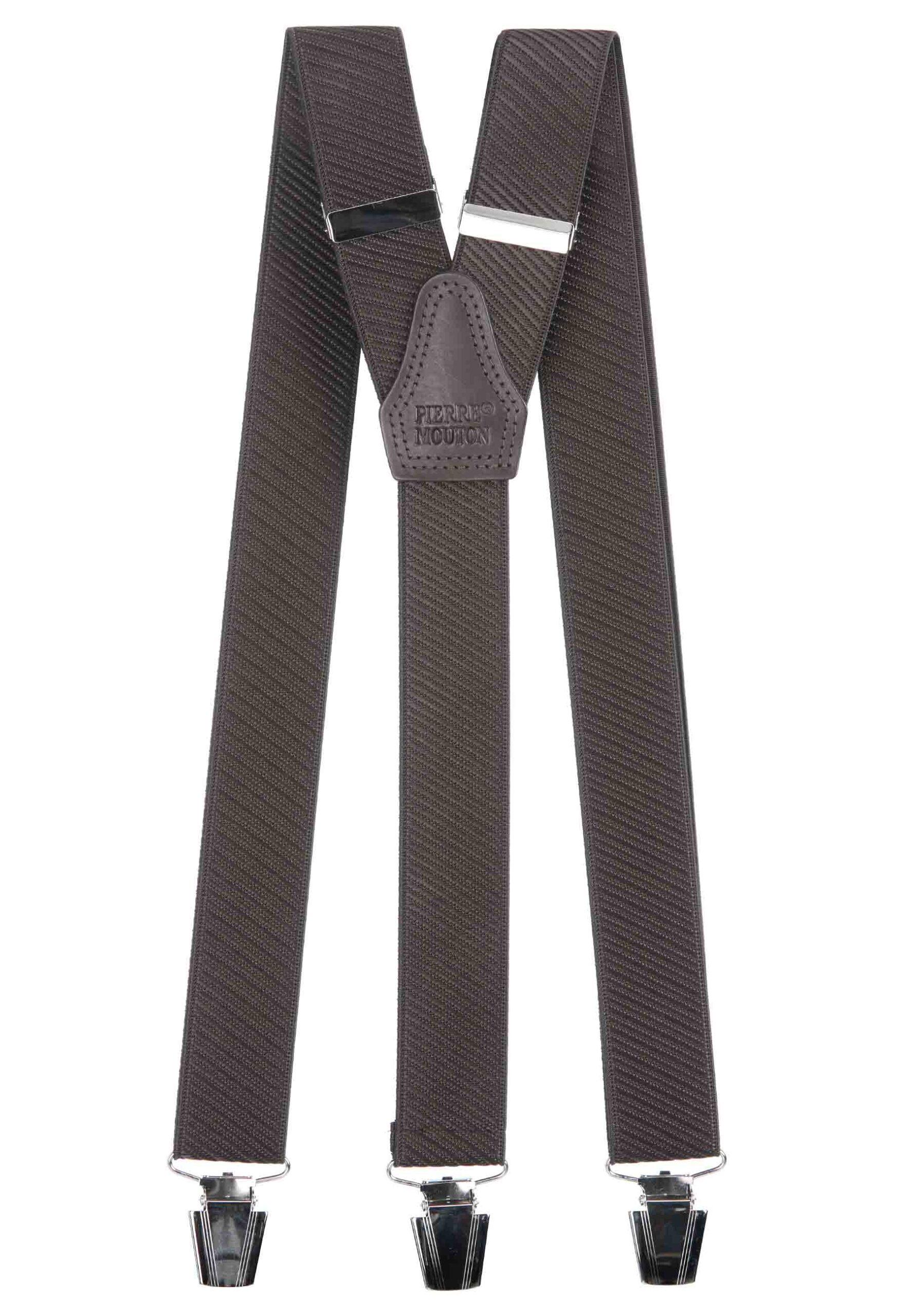 Glanzende gestreepte bretel bruin